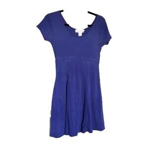 Vtg The Limited Skater Dress Womens M Blue Indigo Mini Sundress 90s Preppy